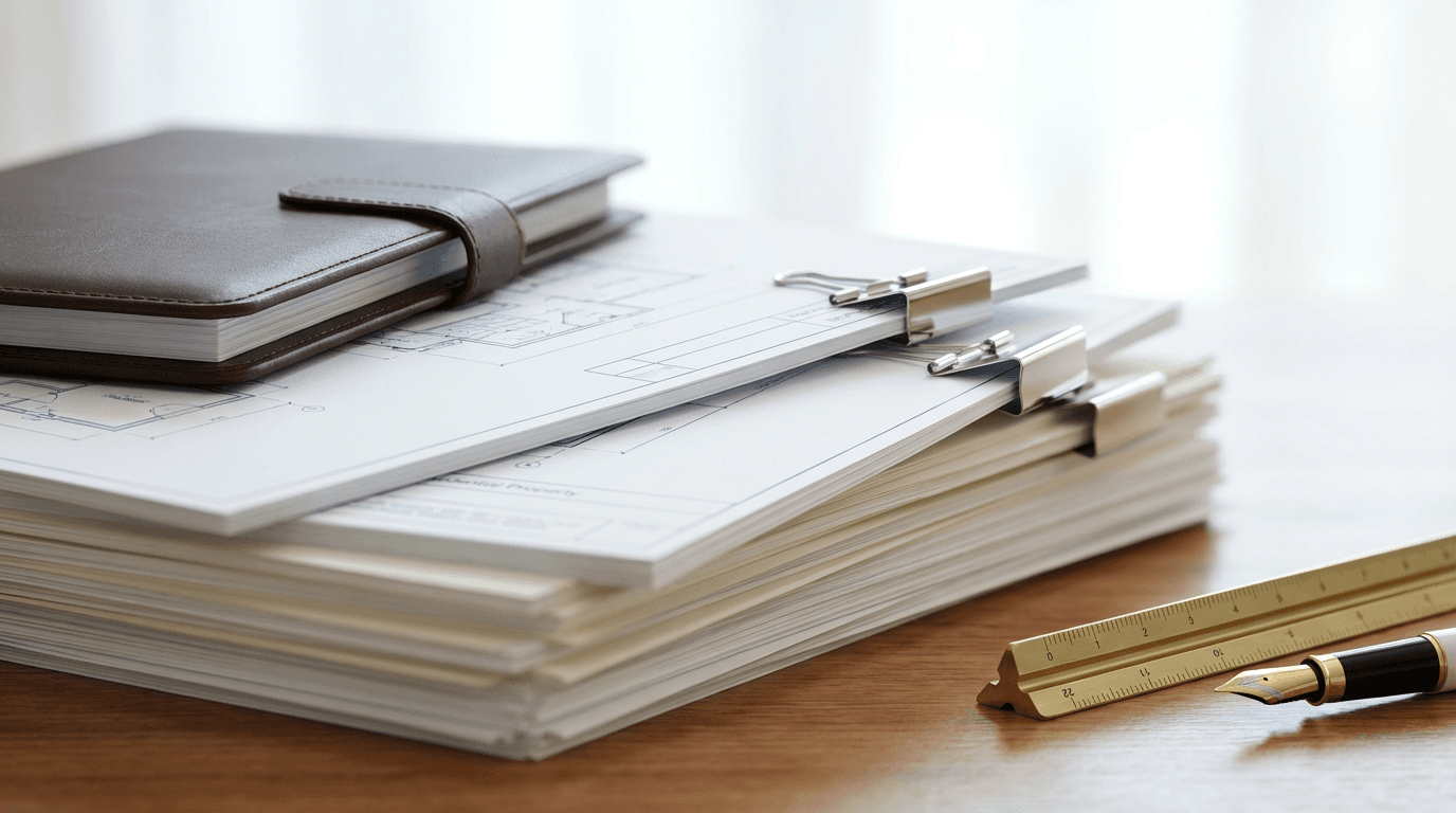 Professional reviewing a contract document at a desk