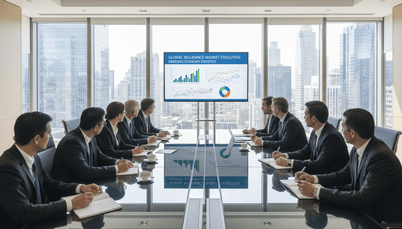 Professional Malaysian consultant in formal business attire presenting takaful industry concepts to a small group of trainees in a contemporary training room in Kuala Lumpur, with materials on Islamic finance displayed on a screen.